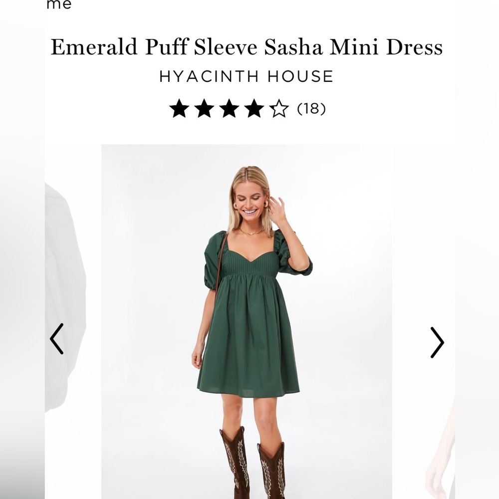 Hyacinth House Tuckernuck Green puff sleeve dress Size L